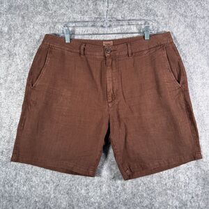 Flint & Tinder 365 Shorts Mens 36 Brown 7” Inseam Linen Blend Lightweight Casual